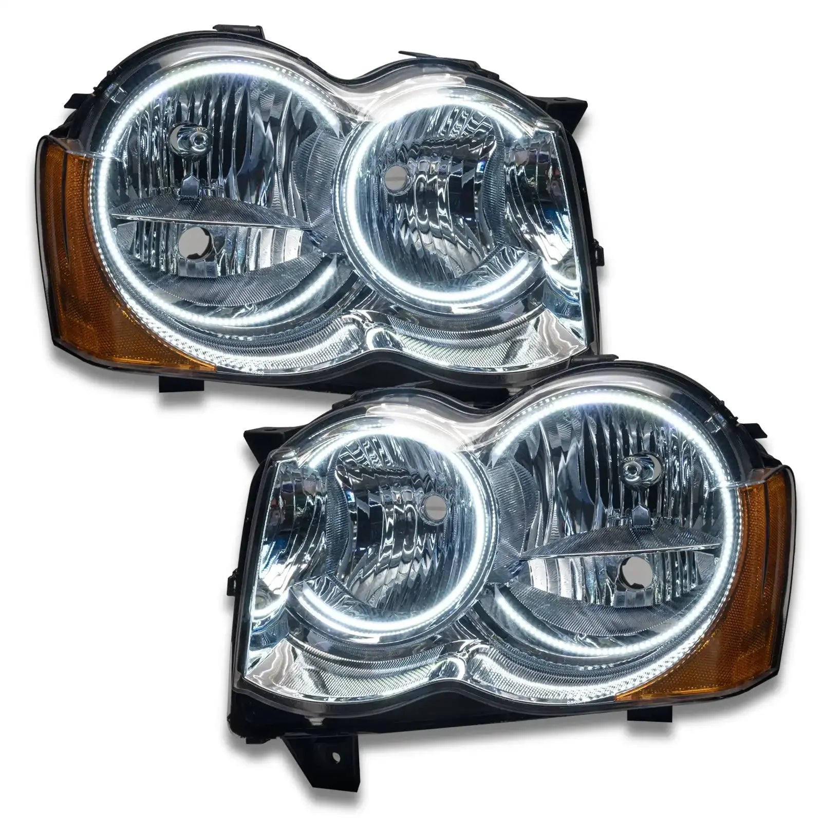Pair of LED halo projector headlights with amber reflectors for Toyota 4Runner