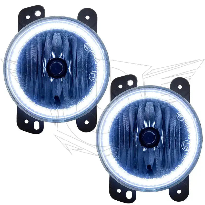 Pair of round LED halo fog lights for Toyota Tacoma and 4Runner, clear lens, black housing