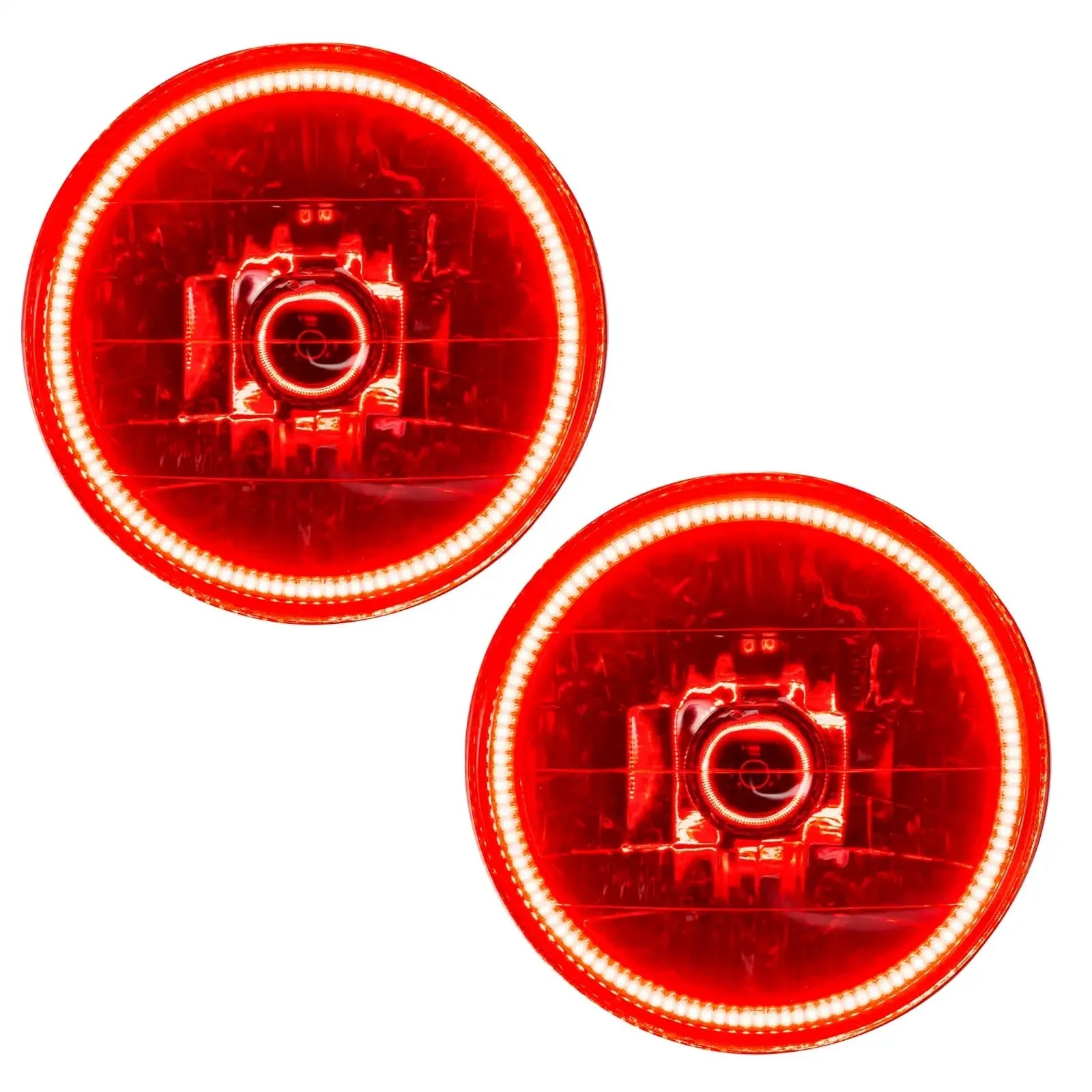 Pair of round red LED tail lights for off-road vehicles or overlanding trucks