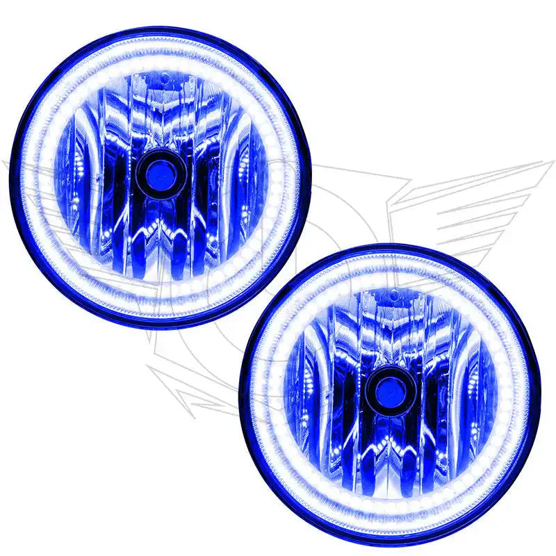 Pair of round blue LED halo headlights for off-road vehicles and trucks