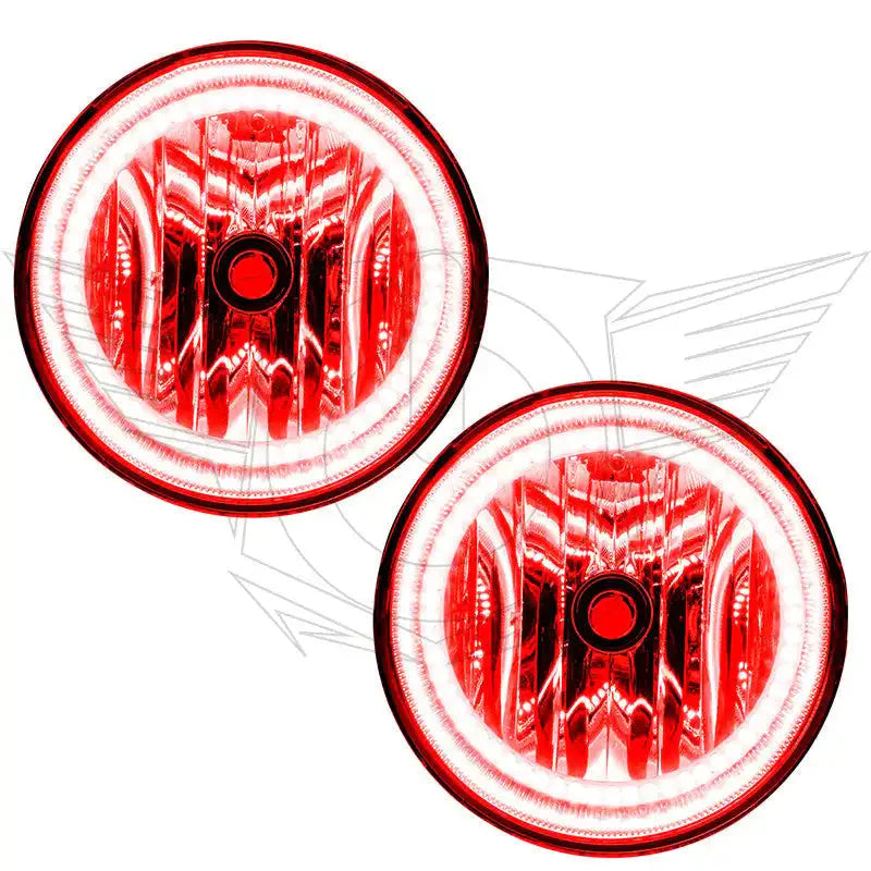 Pair of round red LED halo headlights for off-road vehicles and trucks