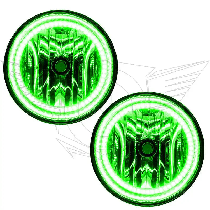Pair of green LED halo headlights for off-road vehicles and trucks