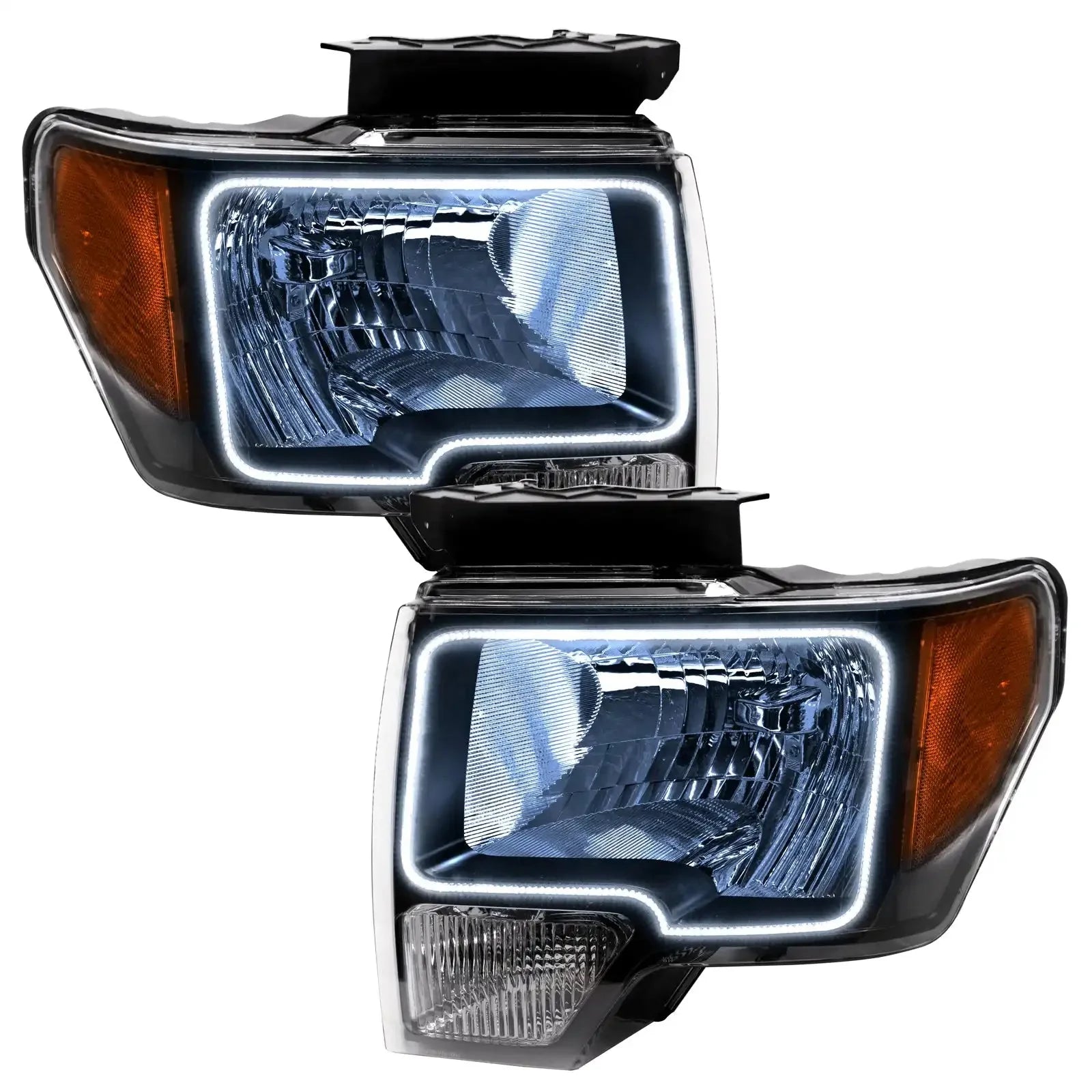 Pair of LED projector headlights with amber reflectors for Toyota Tacoma trucks