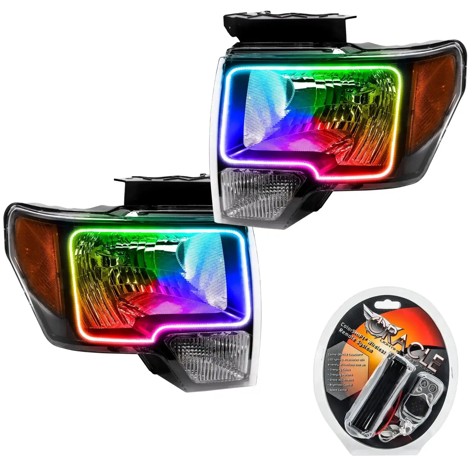 Pair of multicolor LED headlights with remote control kit for Toyota Tacoma