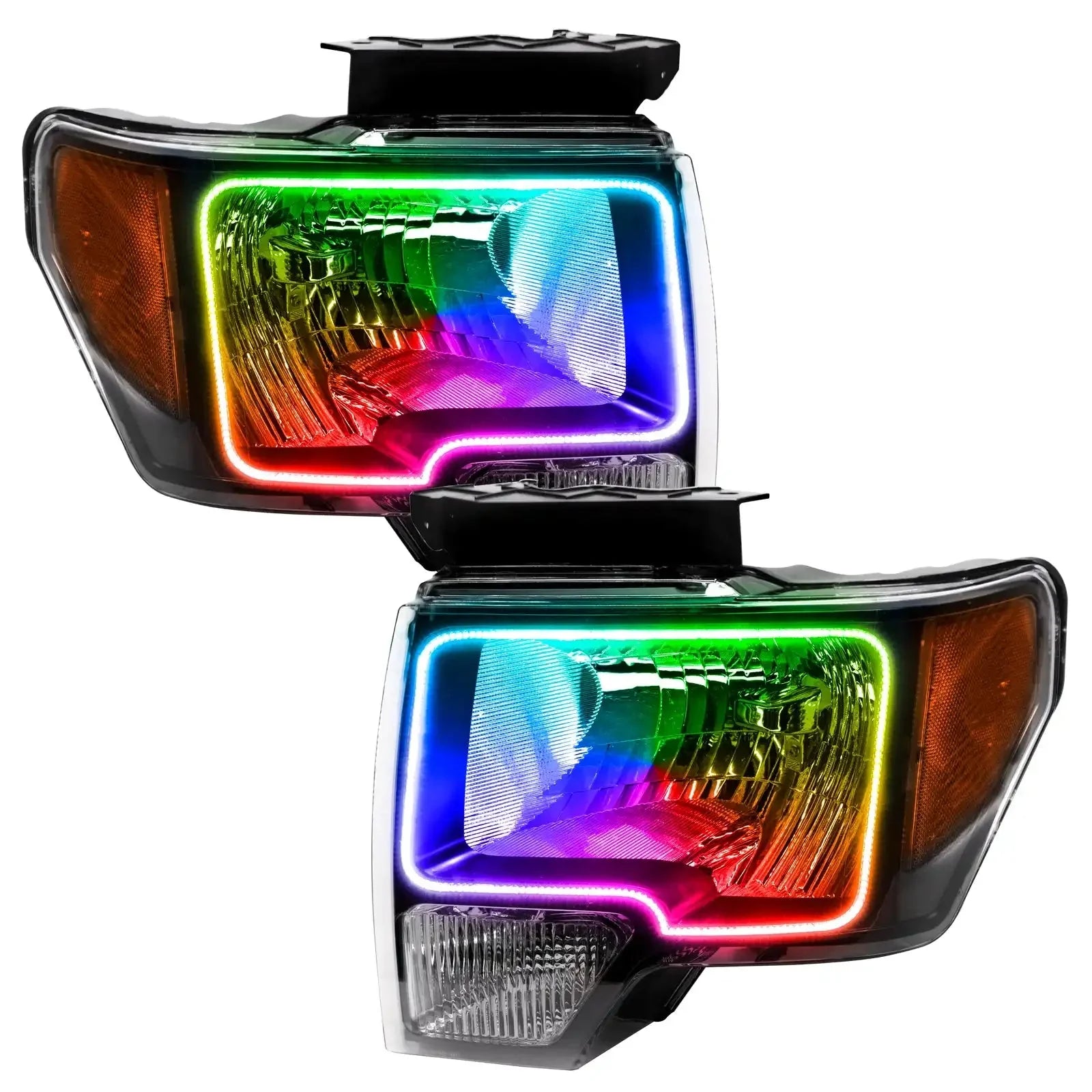 Pair of multicolor LED halo projector headlights for Toyota Tacoma
