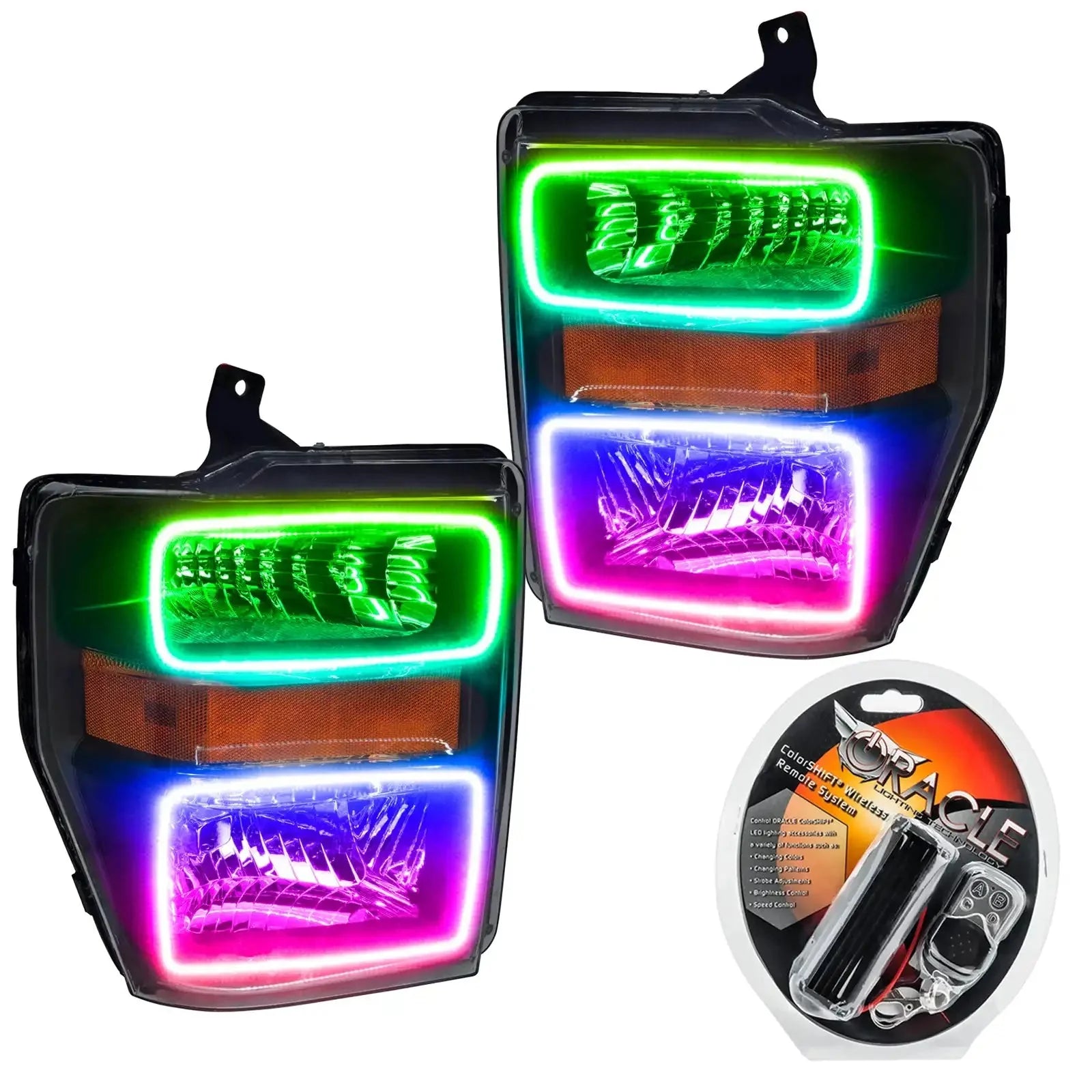 Color-changing LED aftermarket headlights for Toyota Tacoma with remote control kit