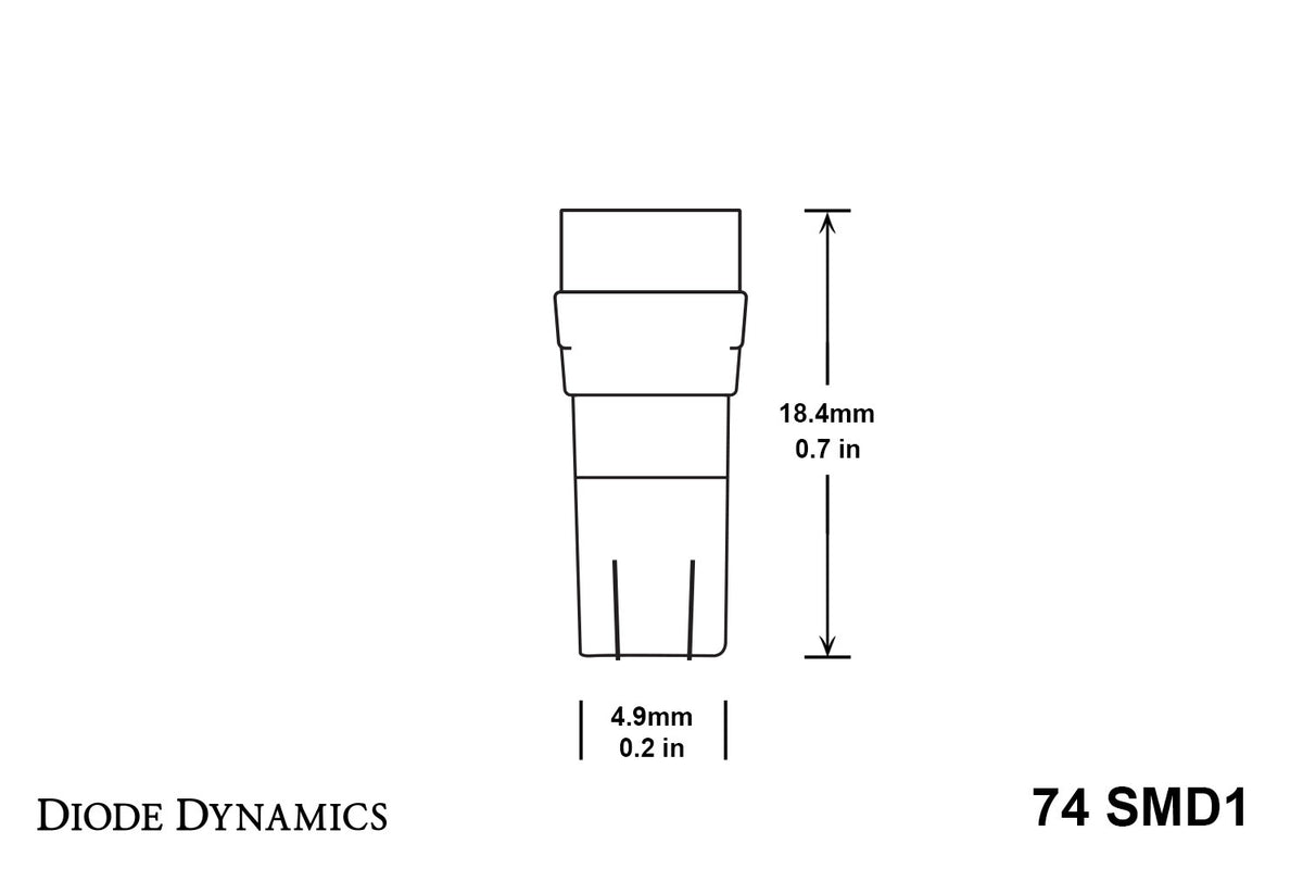 Diode Dynamics 74 SMD1 LED bulbs for trucks and SUVs – dimensions