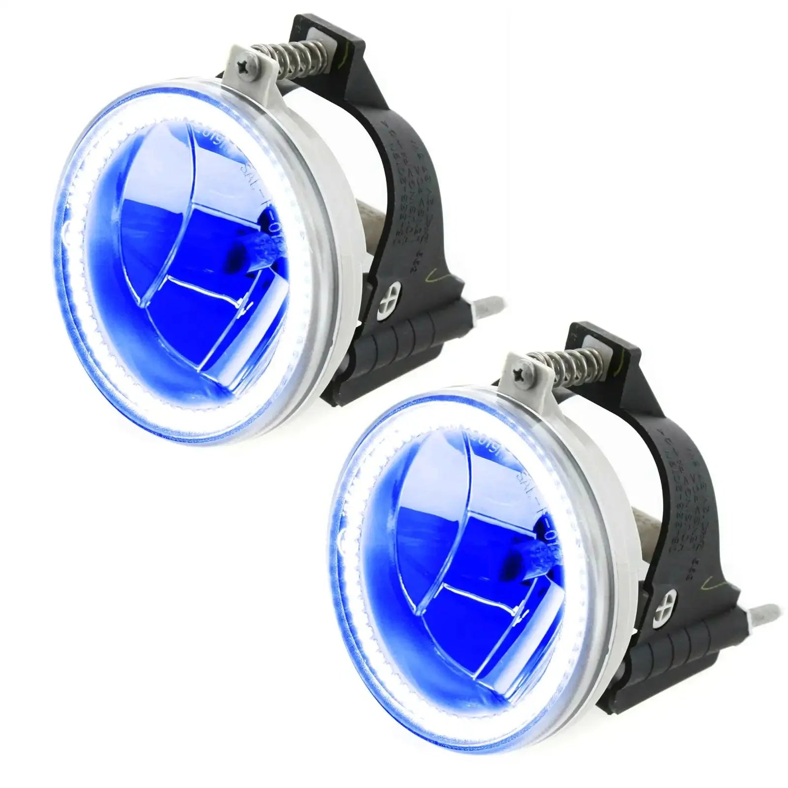 Pair of blue projector halo LED fog lights for off-road and overlanding vehicles