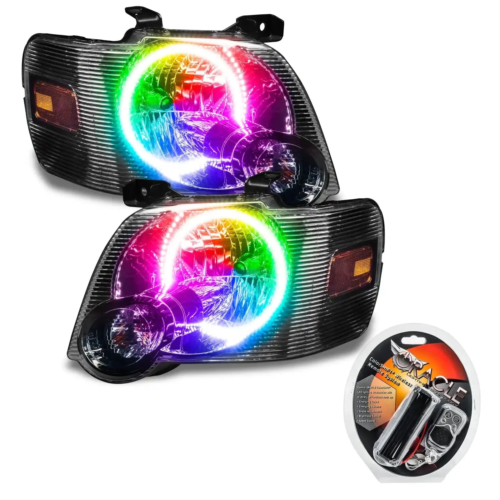 Pair of RGB LED halo headlights for Toyota Tacoma with remote control kit