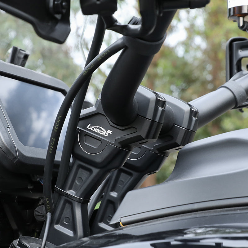 LOBOO Handlebar Risers for Harley-Davidson Pan America 1250 / 1250 Special (2021-on) – CNC Aluminum 0.31 in Rise / 0.71 in Setback, Black Anodized Finish