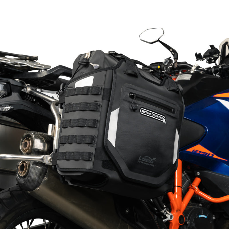 LOBOO Inflatable Motorcycle Side Bag Set – ALPS Series Waterproof Travel Saddle Bags (Available in 23L, 30L, or Mixed 23L+30L Options)