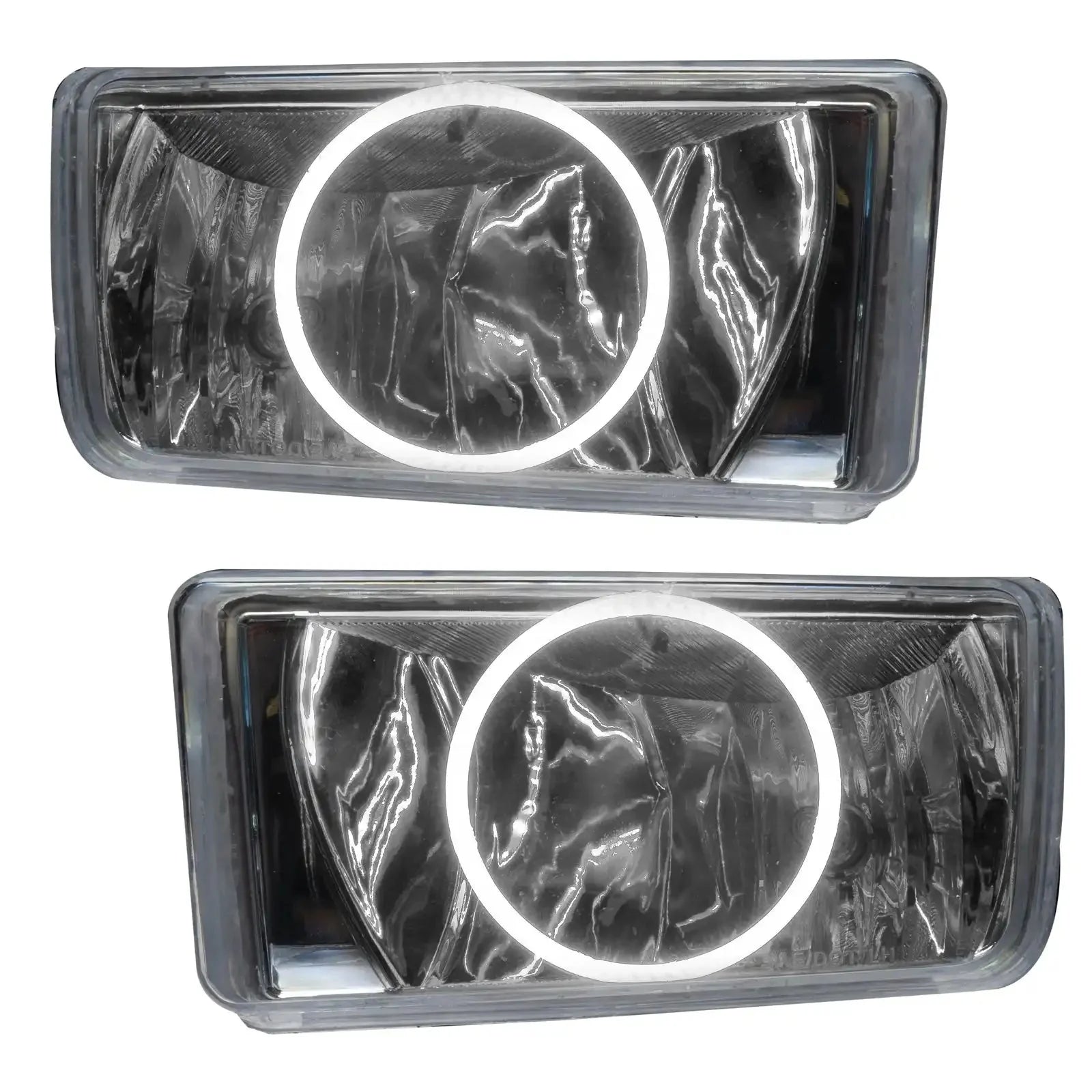 Pair of rectangular LED halo projector headlights for off-road vehicles and trucks