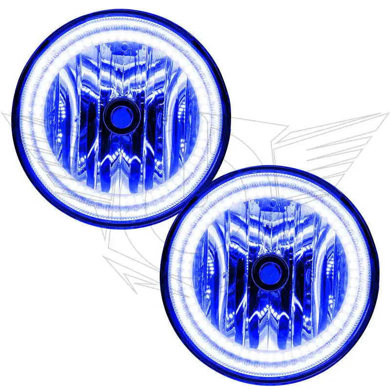 Pair of round blue LED halo headlights for off-road vehicles or trucks
