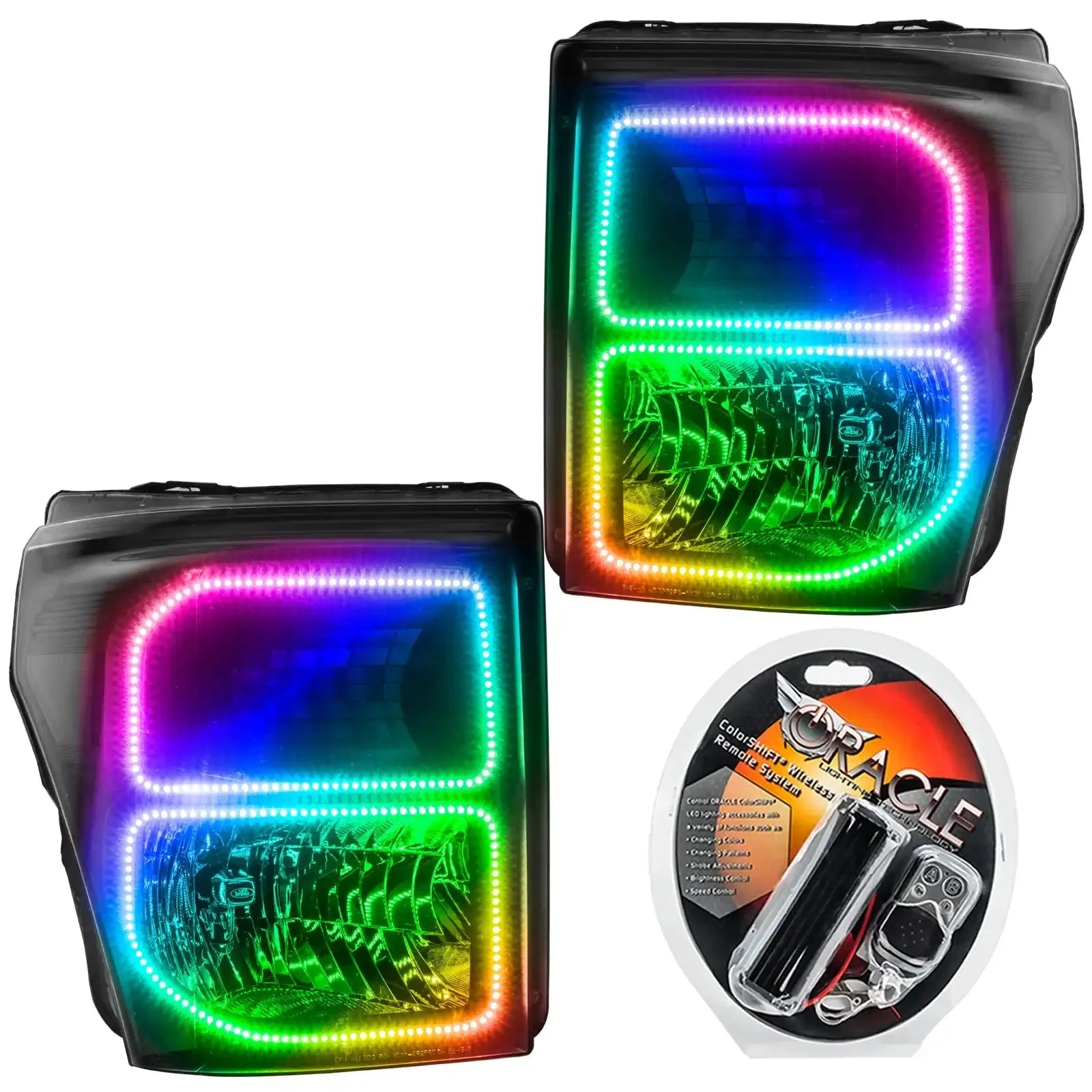 LED RGB projector headlights for off-road vehicles with remote control kit included