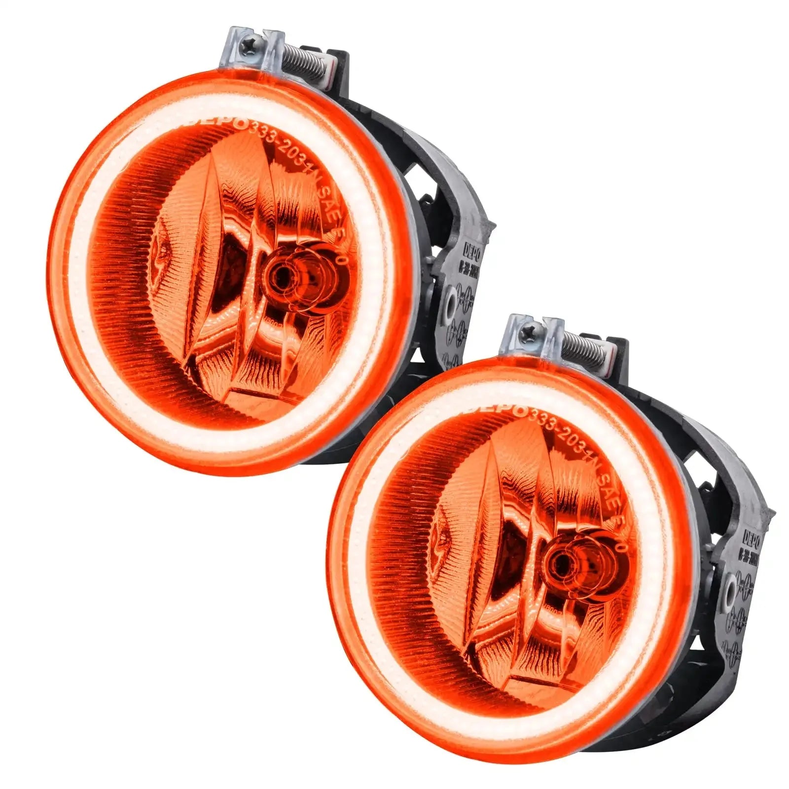 Pair of round amber LED halo turn signal lights for trucks and off-road vehicles