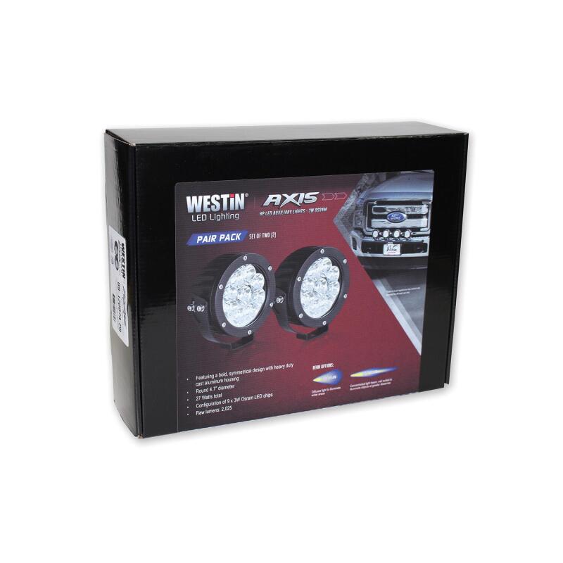 Westin Axis 4.75 in. Round LED Auxiliary Lights, Flood, Pair
