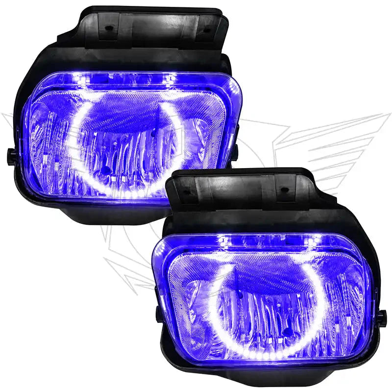 Pair of blue LED halo headlights for off-road vehicles or trucks