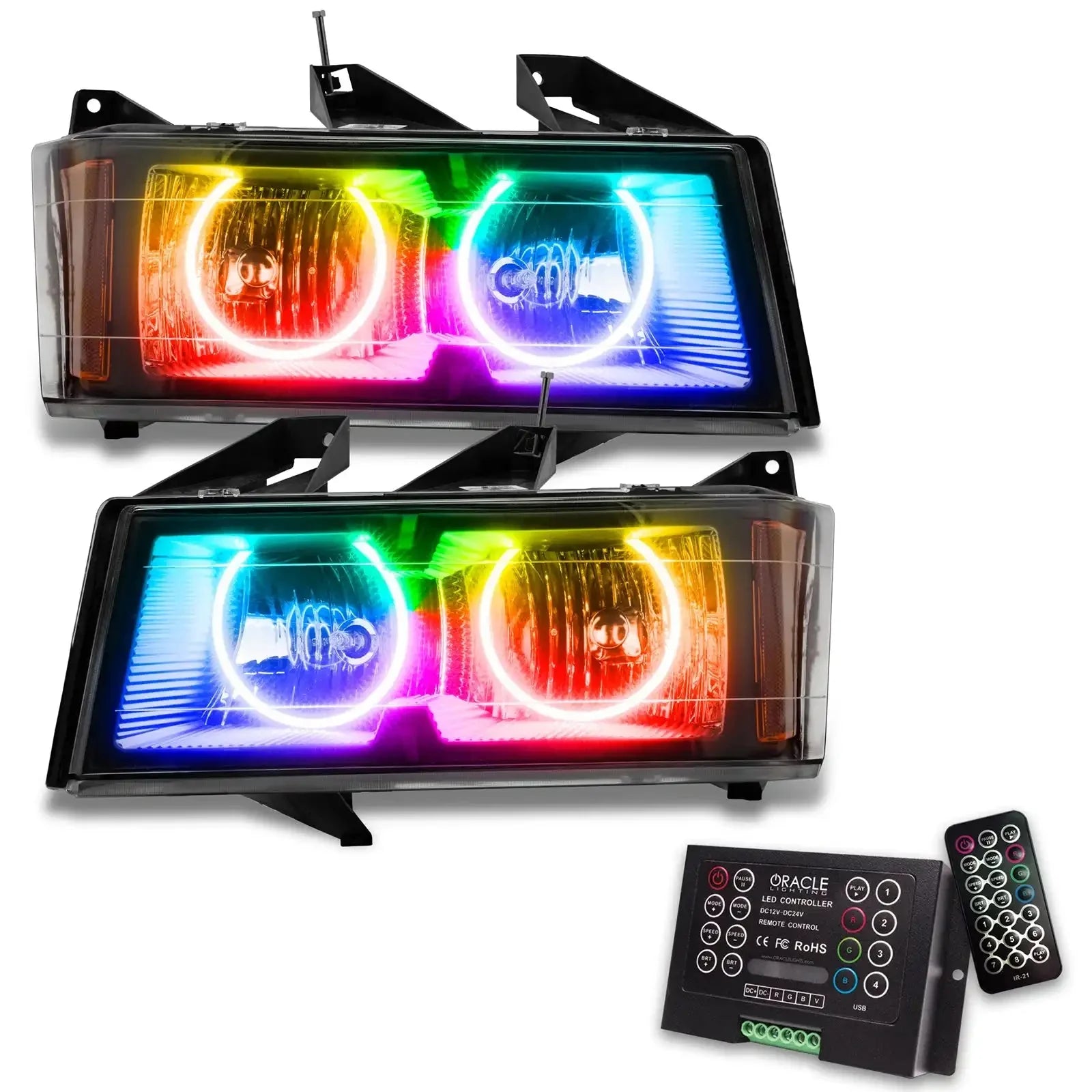 LED halo multi-color projector headlights with controller kit for Toyota Tacoma