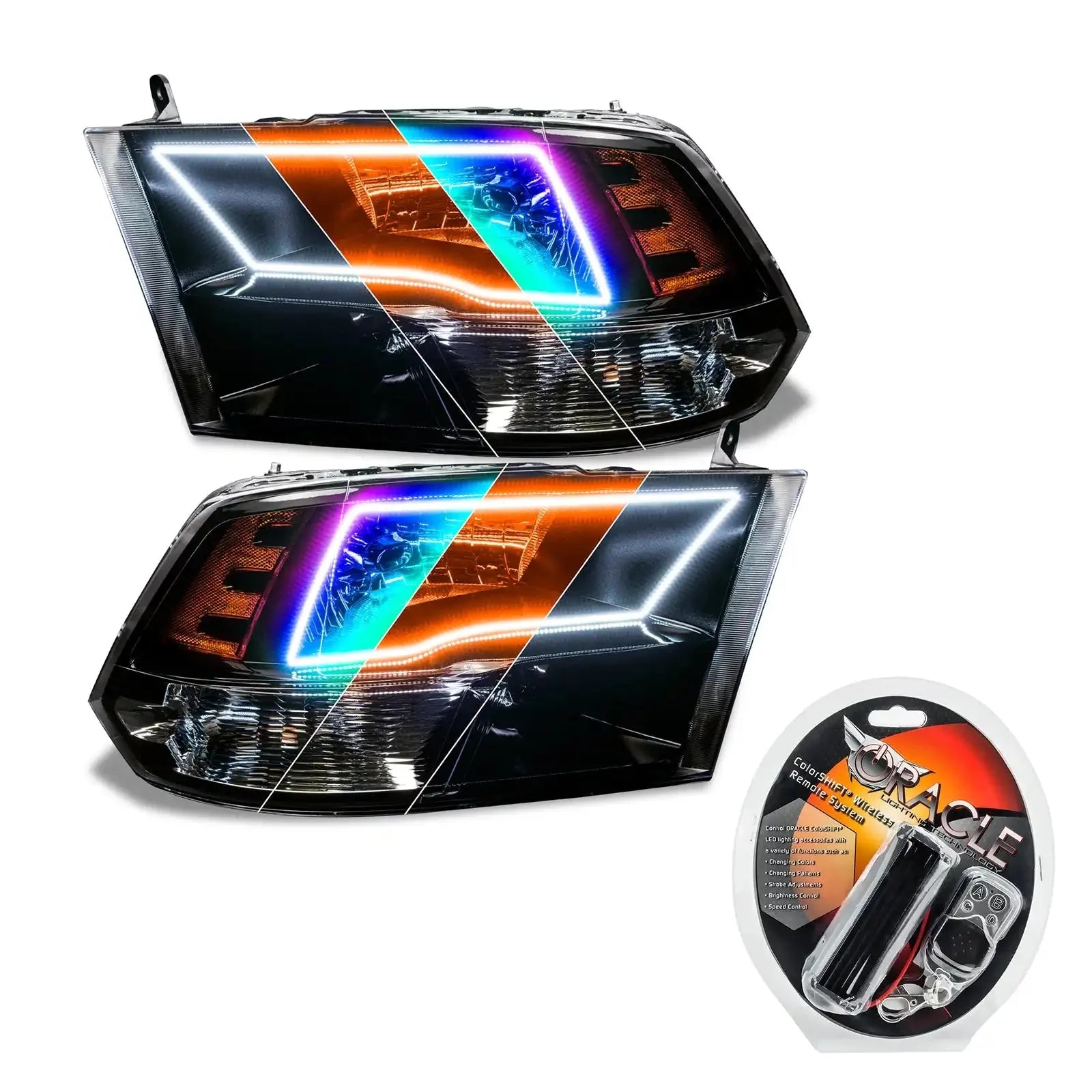 Pair of LED RGB halo headlights with remote control kit for Toyota Tacoma