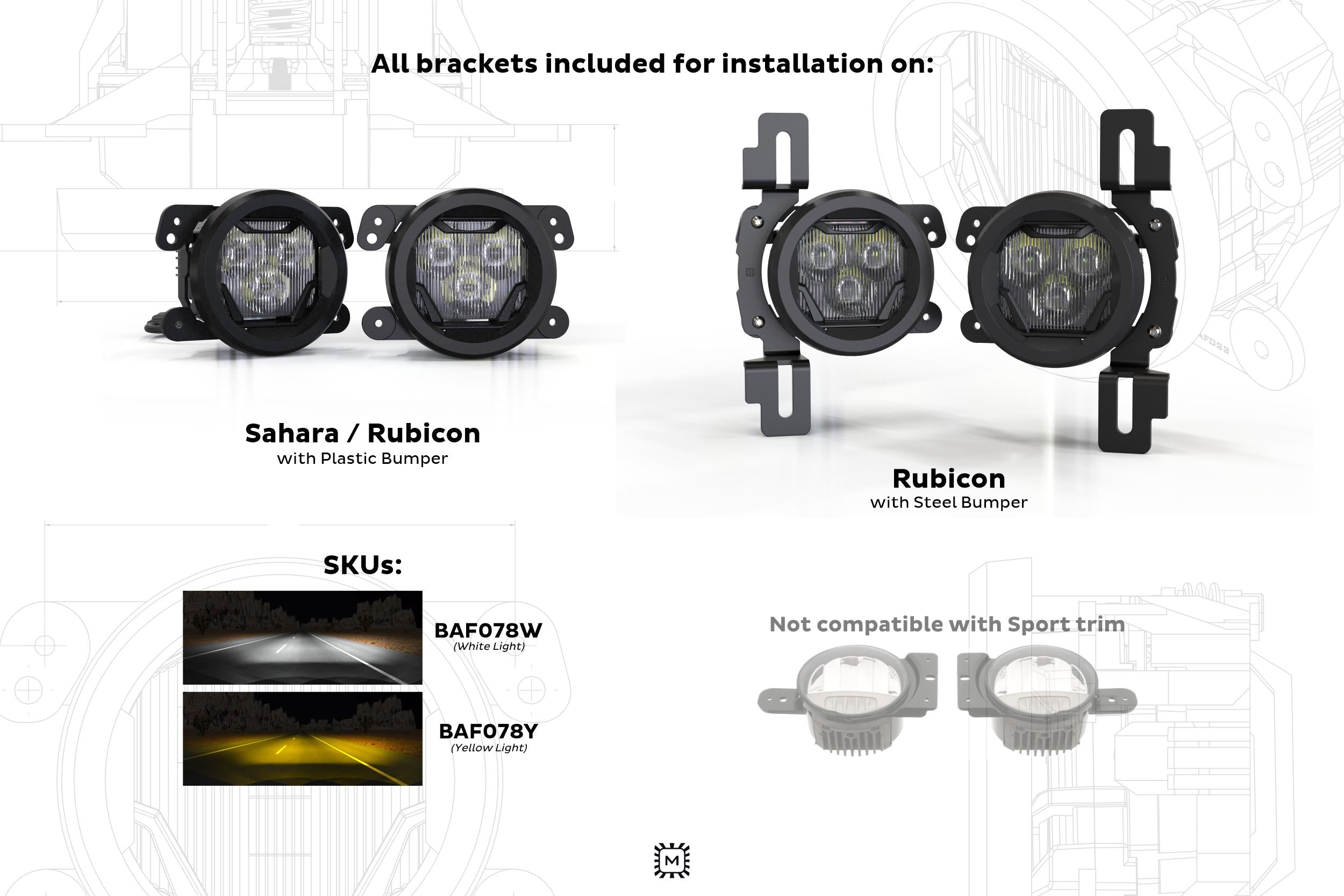 Morimoto Jeep Wrangler JL (18-26) / 20-26 Gladiator JT 4Banger LED Fog Lights