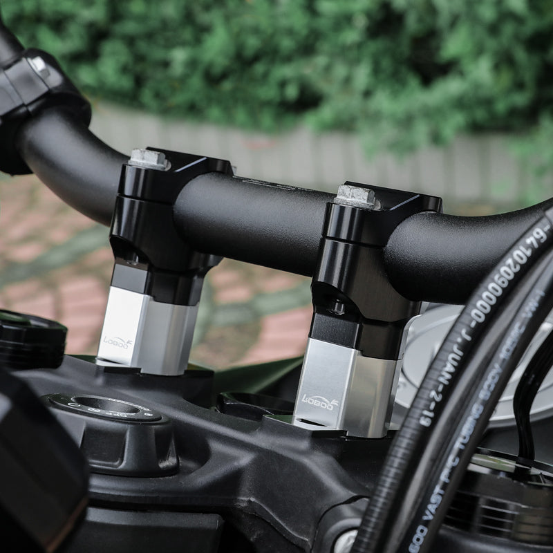 LOBOO Handlebar Risers for KTM 790 / 890 / 390 Adventure (2020-on) – CNC Aluminum 0.75 in Bar Riser Kit, Black or Silver Anodized Finish