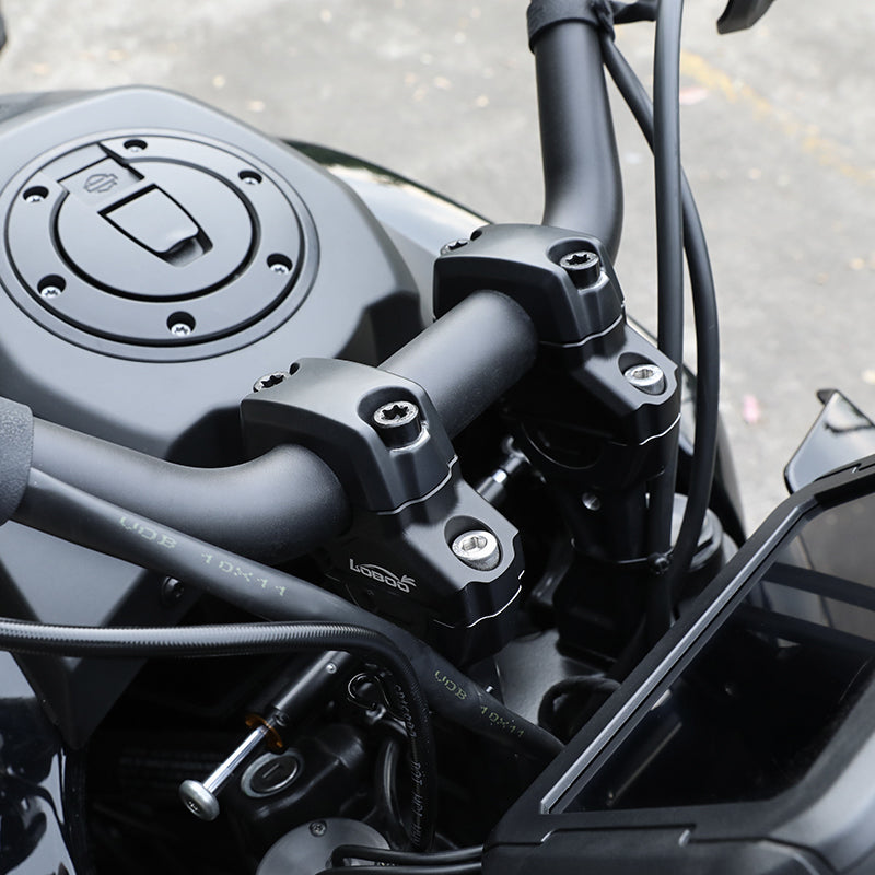 LOBOO Handlebar Risers for Harley-Davidson Pan America 1250 / 1250 Special (2021-on) – CNC Aluminum 0.31 in Rise / 0.71 in Setback, Black Anodized Finish