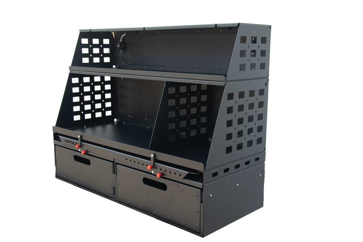Dirtbox Overland flatbed MOLLE storage box for Chevy, GMC and Ford trucks