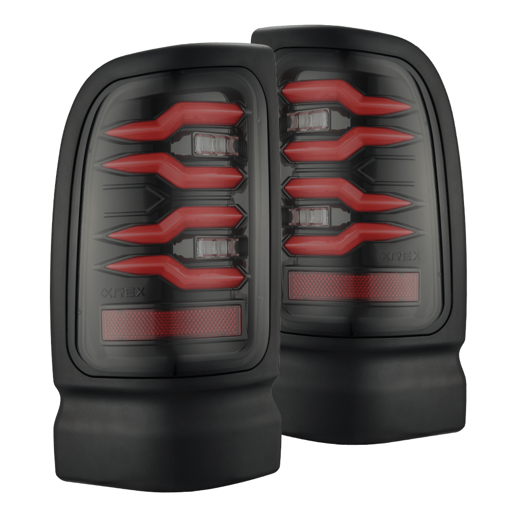 AlphaRex LUXX-Series LED Tail Lights for Ram 1500 / Ram 2500/3500 - Black Red