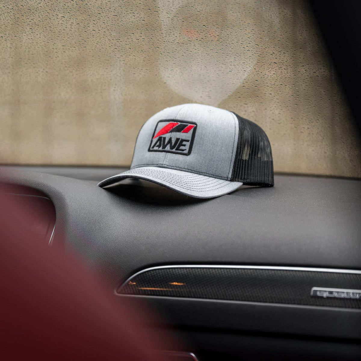 AWE meshback hat in heather gray for universal fit