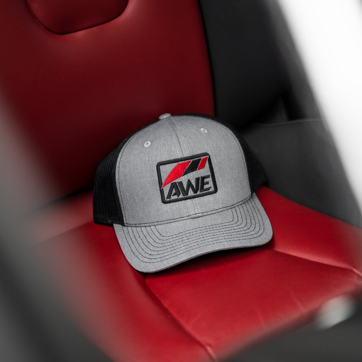 AWE meshback hat in heather gray for universal fit