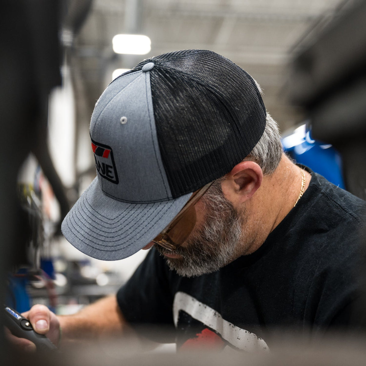 AWE meshback hat in heather gray for universal fit