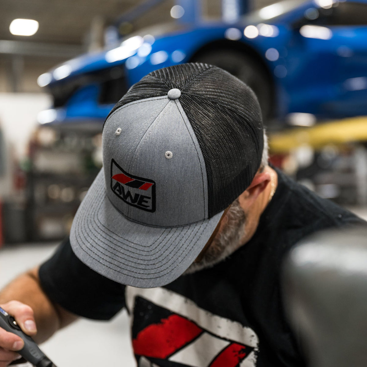 AWE meshback hat in heather gray for universal fit