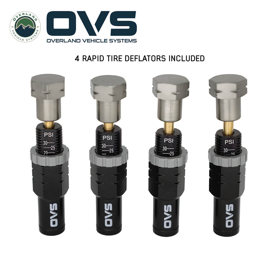 Overland Vehicle Systems 4 piece adjustable tire deflator kit with storage bag - view 2
