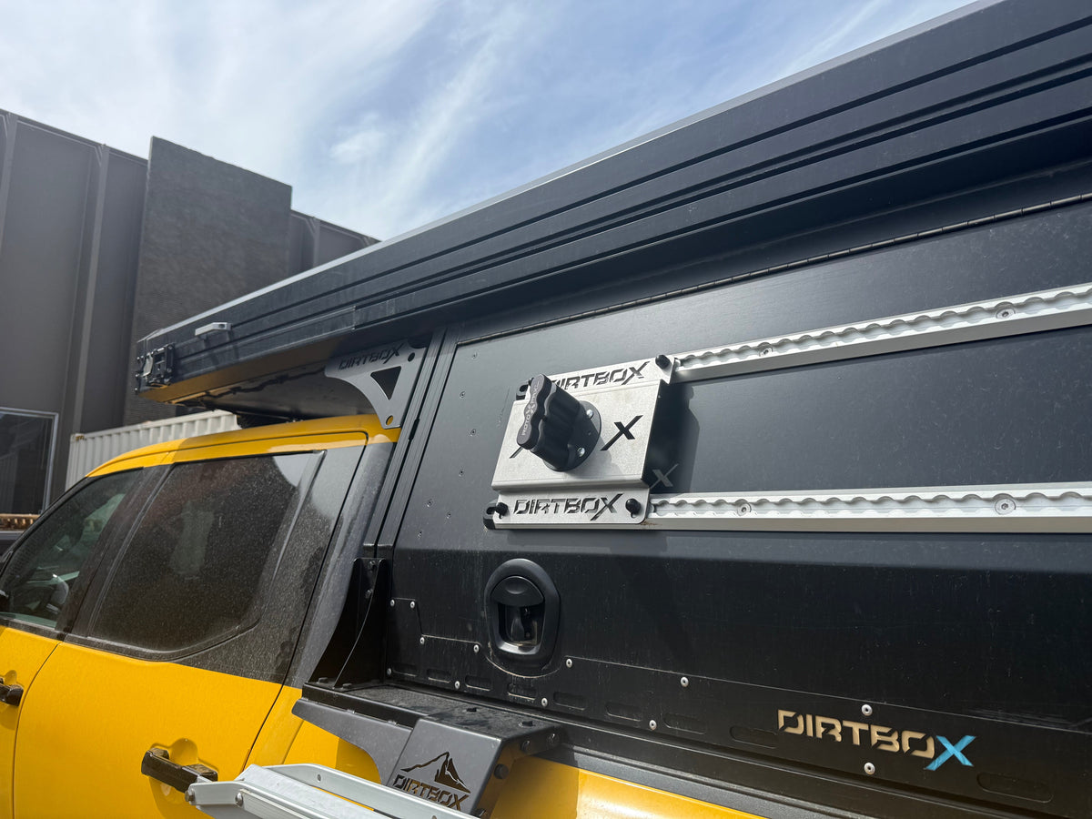 Dirtbox Overland RotopaX fuel and water mount for canopy campers, universal fit