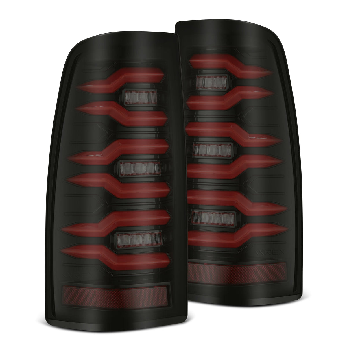 AlphaRex LUXX-Series LED Tail Lights for Chevrolet Silverado 1500 / Chevrolet Silverado HD 2500/3500 - Black Red