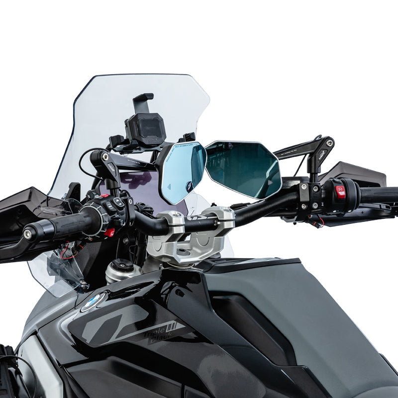 LOBOO Foldable Rearview Mirrors for BMW R1300GS / R1300GS Adventure– Aluminum Alloy, Anti-Glare 1200R Lens, LCW Compatible