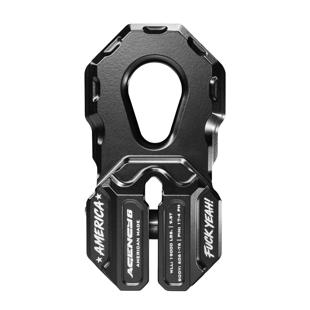 Agency 6 250th Edition Billet Winch Shackle in black for universal fit