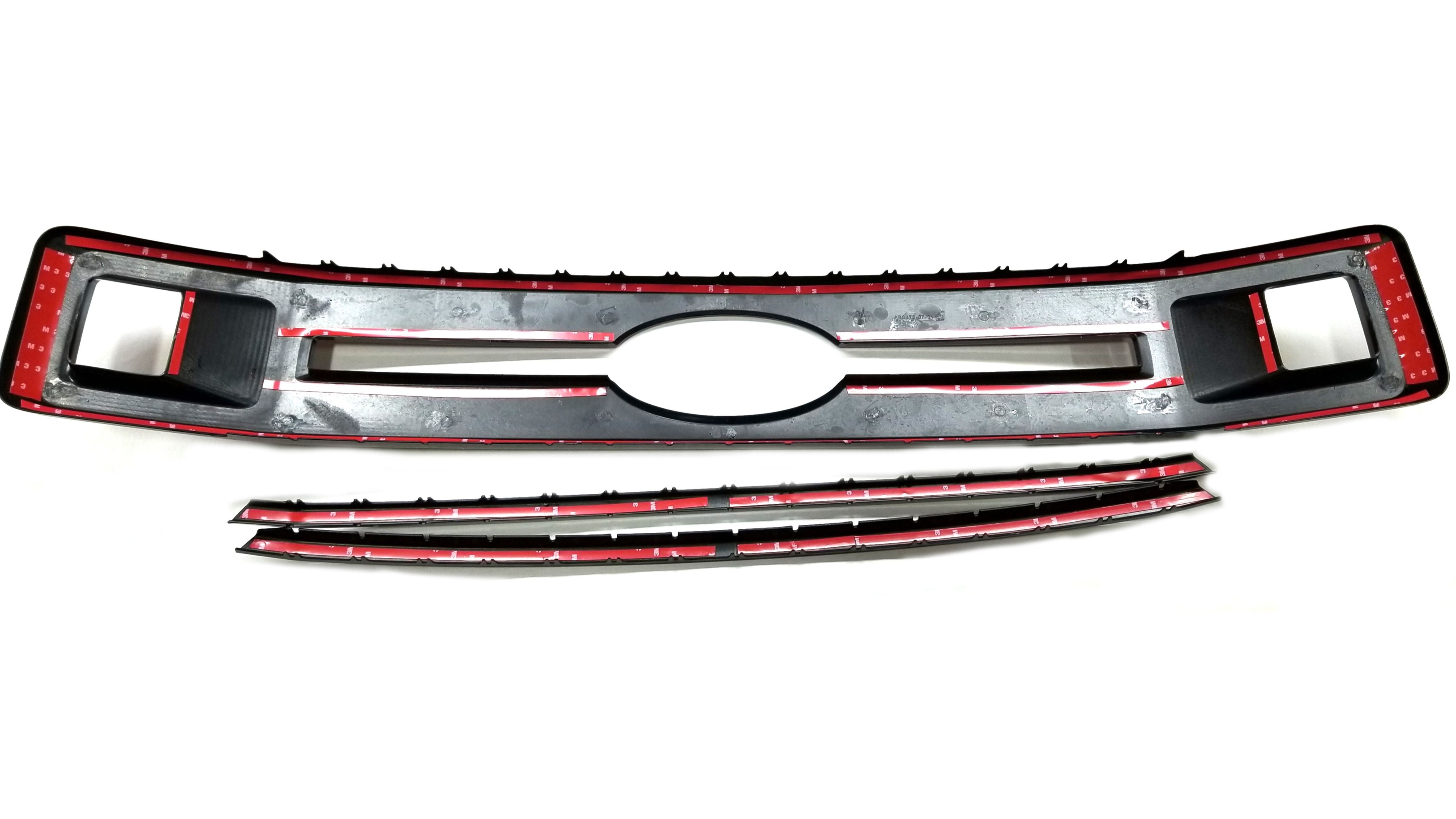 2018-2021 Ford F-150  ONLY FITS XL UNPAINTED GRILLE 3PC FOR XL UNPAINTED GRILLE Gloss Black  Overlay Grille
