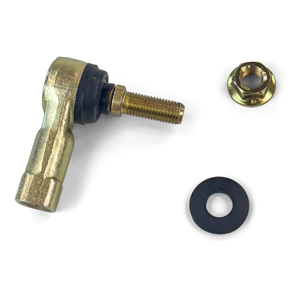 Heavy-duty tie rod end with washer and nut for off-road vehicle suspension