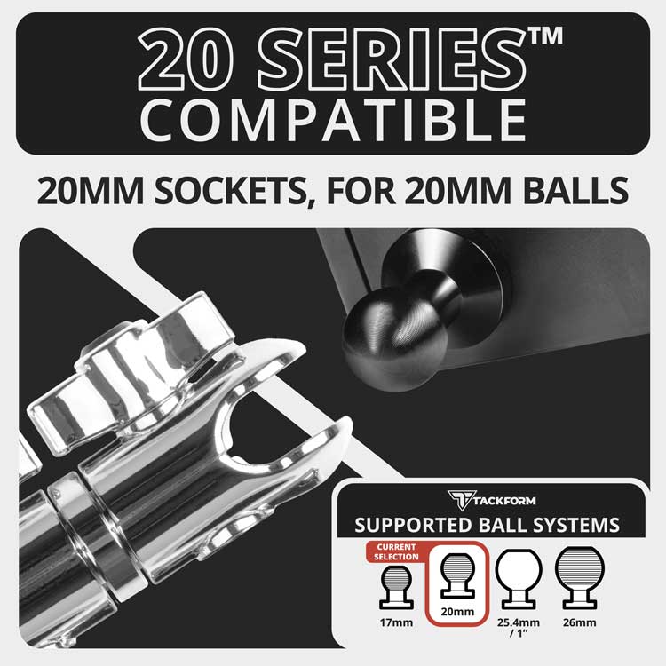 Tackform DuraLock 20 Series 3.5" dual socket arm in chrome for universal fit
