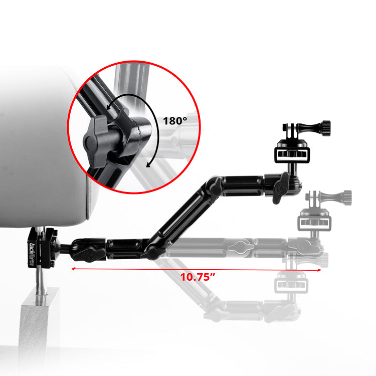 Tackform headrest camera mount for universal fit