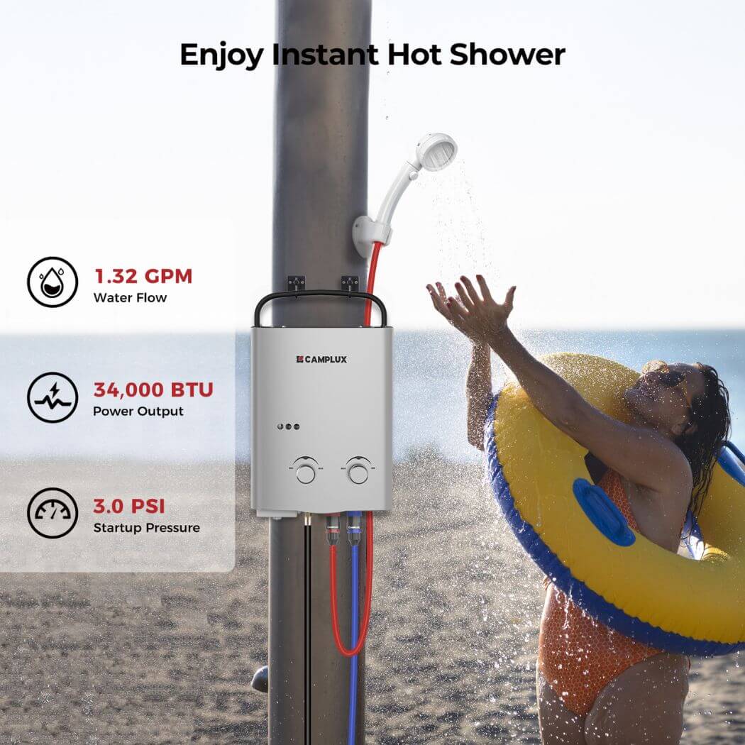 Camplux AY132G Portable Propane Water Heater