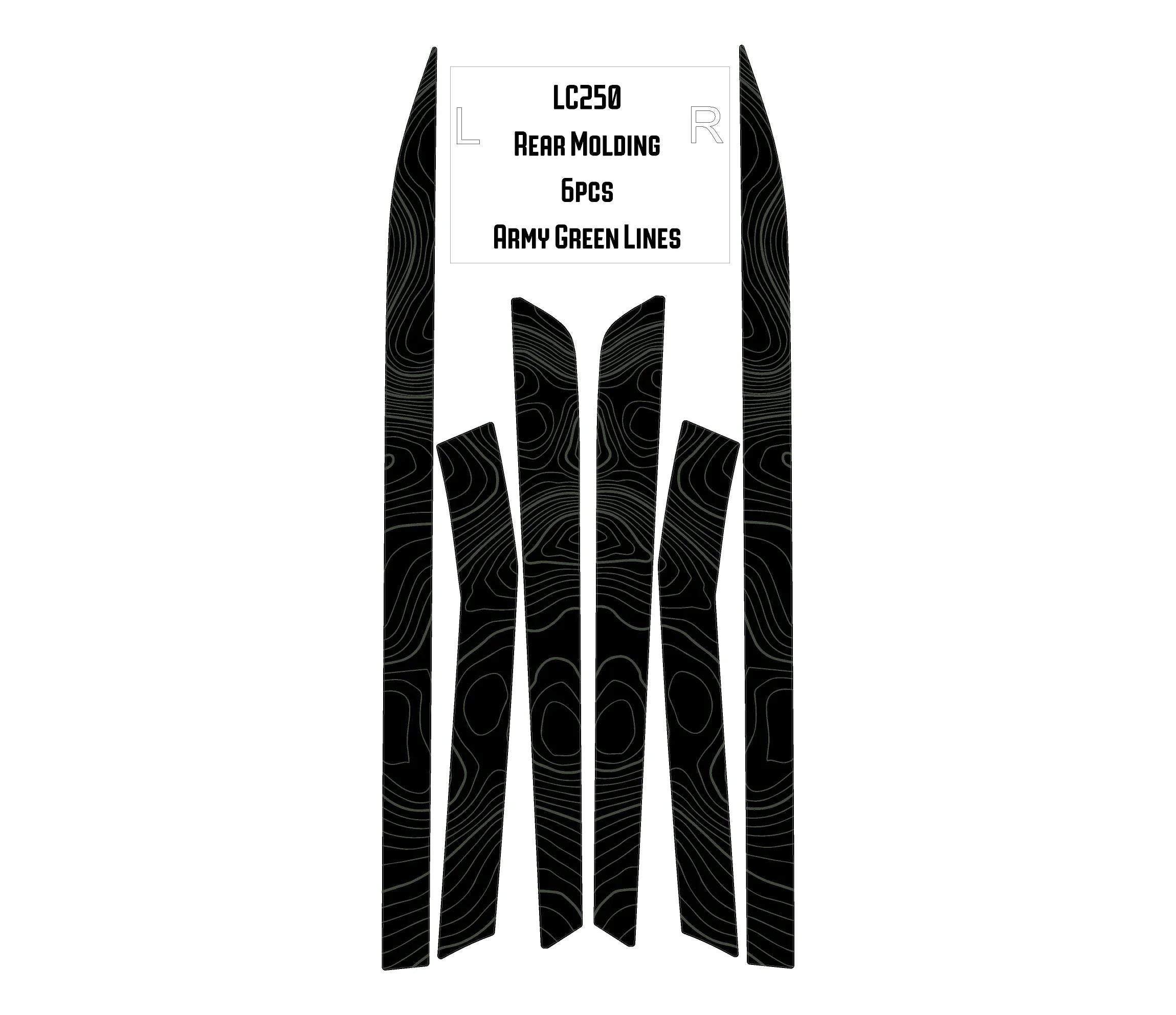 Topographic Rear Trim Overlays (6pcs) - 2024+ Land Cruiser / GX 550