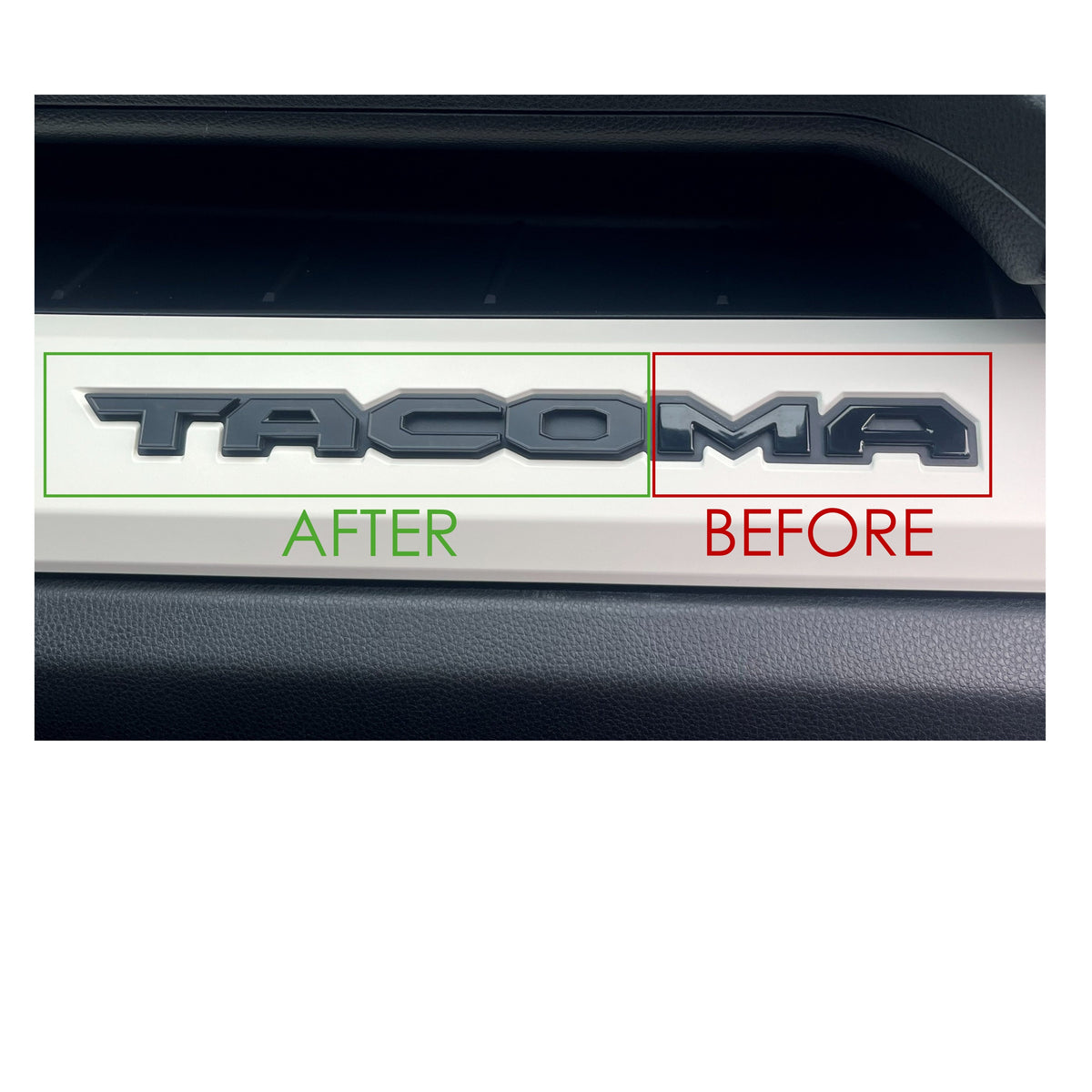 AJT Design white glovebox letters for 2024+ Toyota Tacoma