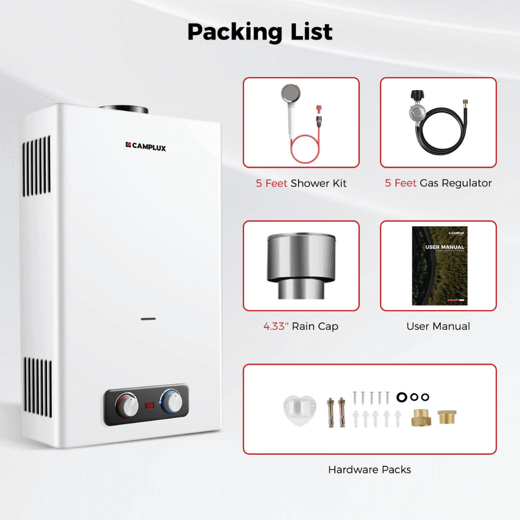 Camplux BD422C On Demand Water Heater Propane With Rain Cap