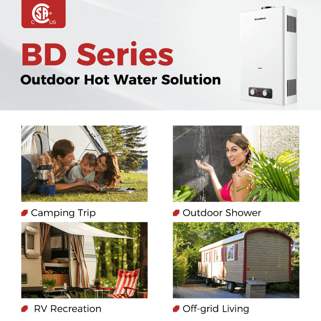 Camplux BD422P120 Propane Outdoor Water Heater Pump Kit