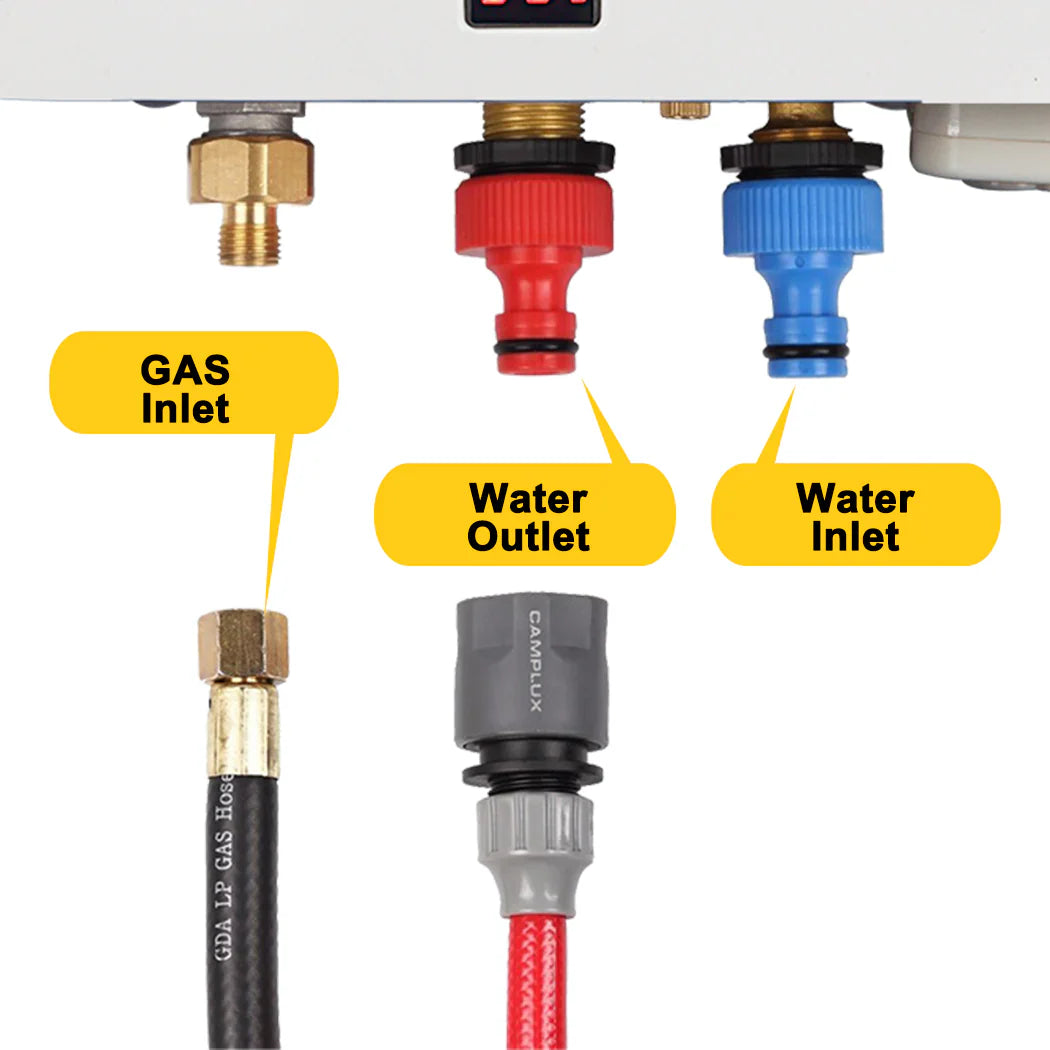 Camplux 8L Portable Gas Hot Water Heater w/ 4.3L Pump & Sink Sprayer & Shower Stand