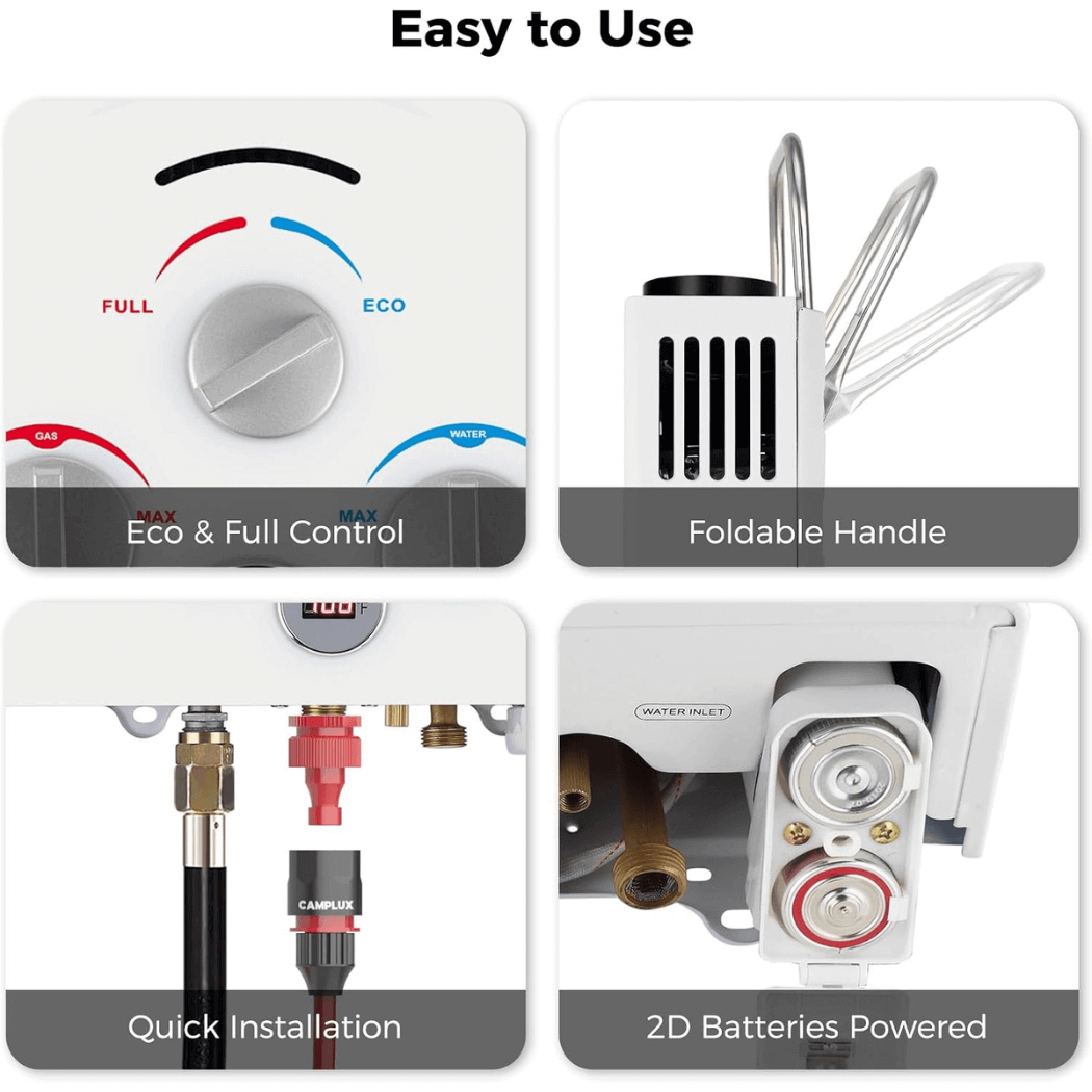 Camplux BW158P60 Camping Water Heater With Pump Kit