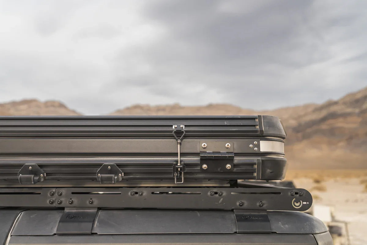 Ford Bronco Prinsu roof rack with mounted cargo box in desert landscape