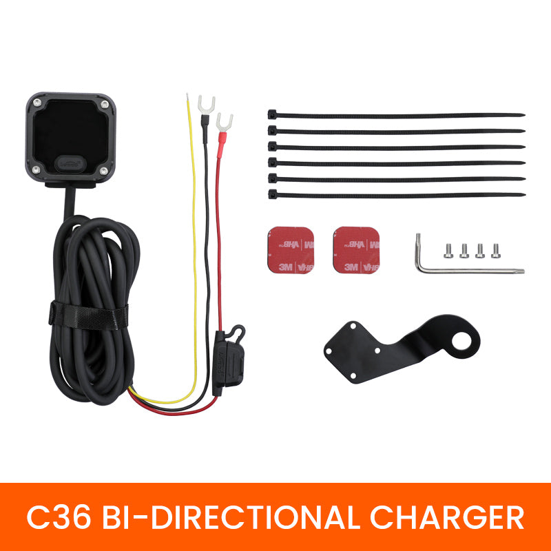 LOBOO C36 Motorcycle Bi-Directional Battery Charger – 100W PD Fast Charge, Real-Time Voltage Display, IP67 Waterproof, Lead-Acid Repair
